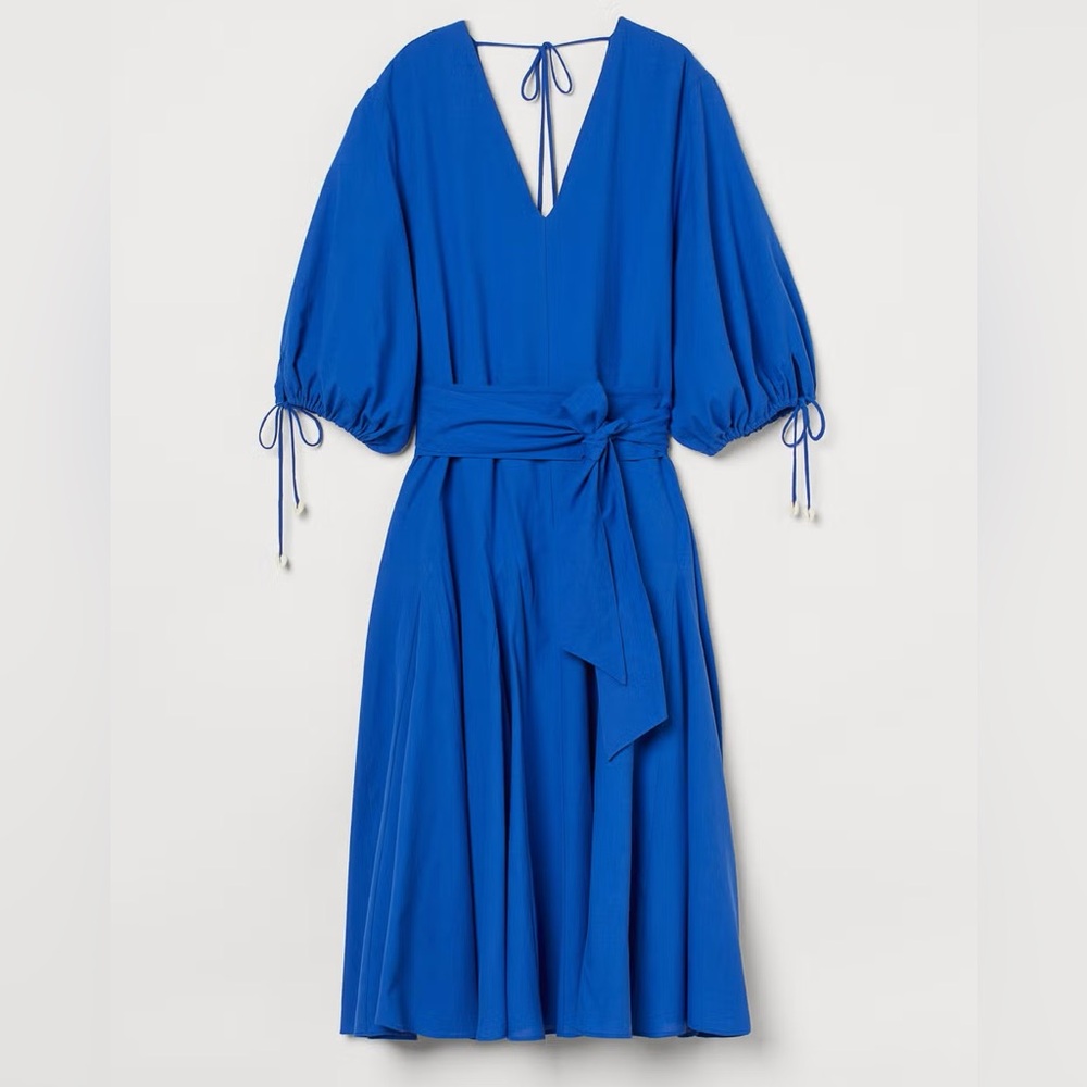H&M Balloon Sleeves Dress Elegant Blue Midi Dress XS